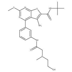 5-Amino-N-(tert-butyl)-4-(3-(2-((2-hydroxyethyl)(methyl)amino)acetamido)phenyl)-2-(methylthio)thieno[2,3-d]pyrimidine-6-carboxamide Structure