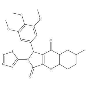 7-methyl-2-(1,3,4-thiadiazol-2-yl)-1-(3,4,5-trimethoxyphenyl)-4a,5,6,7,8,8a-hexahydro-1H-chromeno[2,3-c]pyrrole-3,9-dione结构式