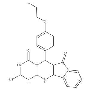 6-Amino-2-(4-propoxyphenyl)-5,7,9-triazatetracyclo[8.7.0.03,8.011,16]heptadeca-1(10),11,13,15-tetraene-4,17-dione结构式