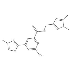 4-Pyrimidinecarboxamide,2-amino-n-[(1,5-dimethyl-1h-pyrazol-3-yl)methyl]-6-(4-methyl-2-thiazolyl)-结构式