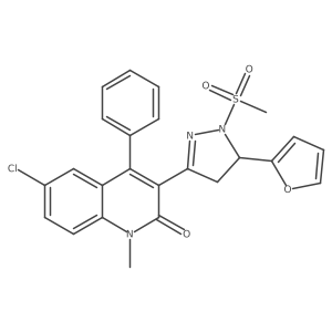 6-chloro-3-(5-(furan-2-yl)-1-(methylsulfonyl)-4,5-dihydro-1H-pyrazol-3-yl)-1-methyl-4-phenylquinolin-2(1H)-one结构式