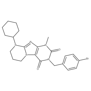 3-(4-bromobenzyl)-9-cyclohexyl-1-methyl-6,7,8,9-tetrahydropyrimido[2,1-f]purine-2,4(1H,3H)-dione结构式