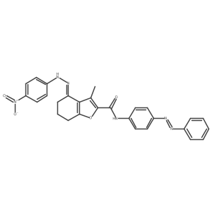 2-Benzofurancarboxamide, 4,5,6,7-tetrahydro-3-methyl-4-[2-(4-nitrophenyl)hydrazinylidene]-N-[4-(2-phenyldiazenyl)phenyl]- Structure