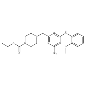 Ethyl 4-({4-amino-6-[(2-methoxyphenyl)amino]-1,3,5-triazin-2-yl}methyl)piperazine-1-carboxylate结构式
