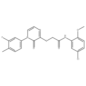 N-(5-chloro-2-methoxyphenyl)-2-((4-(3-fluoro-4-methylphenyl)-3-oxo-3,4-dihydropyrazin-2-yl)thio)acetamide Structure