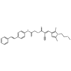 2-Propenoic acid, 2-cyano-3-[1-(2-methoxyethyl)-2,5-dimethyl-1H-pyrrol-3-yl]-, 2-oxo-2-[[4-(2-phenyldiazenyl)phenyl]amino]ethyl ester结构式