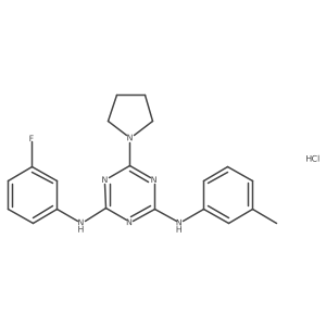 N2-(3-fluorophenyl)-6-(pyrrolidin-1-yl)-N4-(m-tolyl)-1,3,5-triazine-2,4-diamine hydrochloride Structure