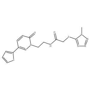 2-((1-methyl-1H-tetrazol-5-yl)thio)-N-(2-(6-oxo-3-(thiophen-2-yl)pyridazin-1(6H)-yl)ethyl)acetamide Structure