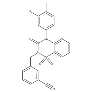 3-((4-(3-fluoro-4-methylphenyl)-1,1-dioxido-3-oxo-3,4-dihydro-2H-pyrido[2,3-e][1,2,4]thiadiazin-2-yl)methyl)benzonitrile结构式