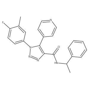 1-(4-fluoro-3-methylphenyl)-N-(1-phenylethyl)-5-(pyridin-4-yl)-1H-1,2,3-triazole-4-carboxamide结构式