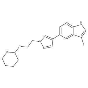 3-Iodo-5-(1-(2-((tetrahydro-2H-pyran-2-YL)oxy)ethyl)-1H-pyrazol-4-YL)-1H-pyrrolo[2,3-B]pyridine Structure