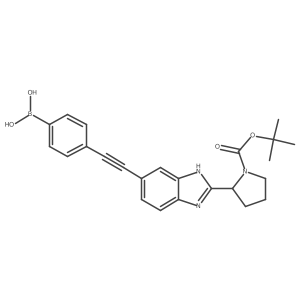 (S)-4-((2-(1-(tert-butoxycarbonyl)pyrrolidin-2-yl)-1H-benzo[d]imidazol-6-yl)ethynyl)phenylboronic acid Structure