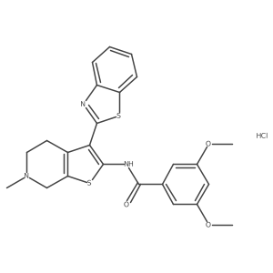 N-(3-(benzo[d]thiazol-2-yl)-6-methyl-4,5,6,7-tetrahydrothieno[2,3-c]pyridin-2-yl)-3,5-dimethoxybenzamide hydrochloride Structure