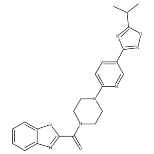 Benzo[d]thiazol-2-yl(4-(5-(5-isopropyl-1,2,4-oxadiazol-3-yl)pyridin-2-yl)piperazin-1-yl)methanone结构式