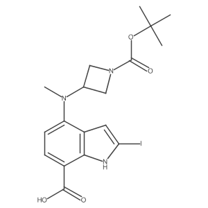 4-((1-(tert-butoxycarbonyl)azetidin-3-yl)(methyl)amino)-2-iodo-1H-indole-7-carboxylic acid Structure