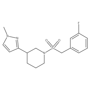 1-((3-fluorobenzyl)sulfonyl)-3-(1-methyl-1H-pyrazol-3-yl)piperidine结构式