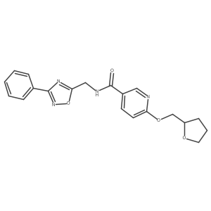 N-((3-phenyl-1,2,4-oxadiazol-5-yl)methyl)-6-((tetrahydrofuran-2-yl)methoxy)nicotinamide结构式