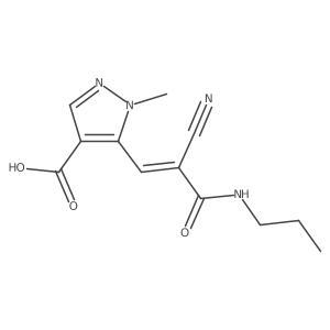 5-[2-cyano-2-(propylcarbamoyl)eth-1-en-1-yl]-1-methyl-1H-pyrazole-4-carboxylic acid结构式