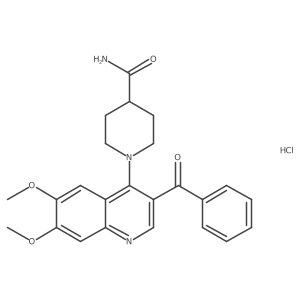 1-(3-Benzoyl-6,7-dimethoxyquinolin-4-yl)piperidine-4-carboxamide hydrochloride结构式