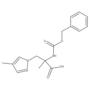 2-{[(benzyloxy)carbonyl]amino}-3-(4-iodo-1H-pyrazol-1-yl)-2-methylpropanoic acid结构式