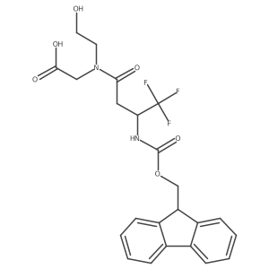 2-[3-({[(9H-fluoren-9-yl)methoxy]carbonyl}amino)-4,4,4-trifluoro-N-(2-hydroxyethyl)butanamido]acetic acid结构式