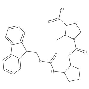 1-{2-[2-({[(9H-fluoren-9-yl)methoxy]carbonyl}amino)cyclopentyl]acetyl}-2-methylpyrrolidine-3-carboxylic acid结构式