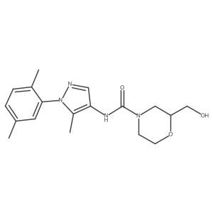 4-Morpholinecarboxamide, N-[1-(2,5-dimethylphenyl)-5-methyl-1H-pyrazol-4-yl]-2-(hydroxymethyl)-结构式