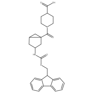 rac-1-[(1R,3R,5R)-3-({[(9H-fluoren-9-yl)methoxy]carbonyl}amino)bicyclo[3.1.0]hexane-1-carbonyl]piperidine-4-carboxylic acid Structure