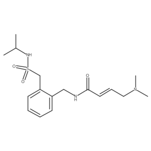 (E)-4-(Dimethylamino)-N-[[2-(propan-2-ylsulfamoylmethyl)phenyl]methyl]but-2-enamide结构式