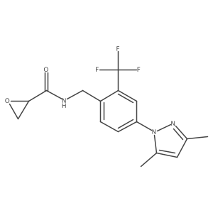 N-{[4-(3,5-dimethyl-1H-pyrazol-1-yl)-2-(trifluoromethyl)phenyl]methyl}oxirane-2-carboxamide结构式
