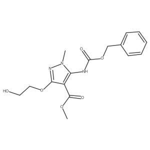 methyl 5-{[(benzyloxy)carbonyl]amino}-3-(2-hydroxyethoxy)-1-methyl-1H-pyrazole-4-carboxylate结构式