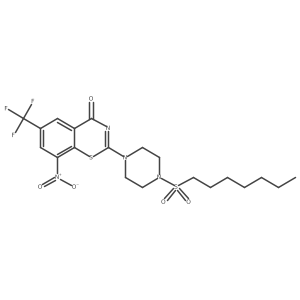 2-(4-(Heptylsulfonyl)piperazin-1-yl)-8-nitro-6-(trifluoromethyl)-4H-benzo[e][1,3]thiazin-4-one结构式