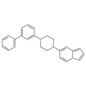 2-(4-{Pyrazolo[1,5-a]pyrimidin-5-yl}piperazin-1-yl)-4-(pyridin-2-yl)pyrimidine结构式