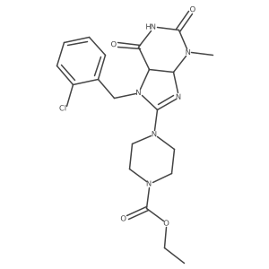 Ethyl 4-[7-[(2-chlorophenyl)methyl]-3-methyl-2,6-dioxo-4,5-dihydropurin-8-yl]piperazine-1-carboxylate结构式