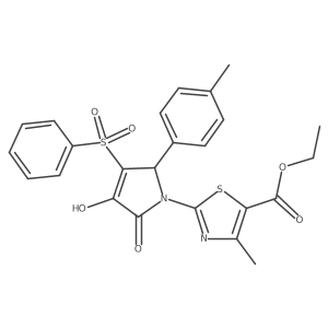 ethyl 2-[3-(benzenesulfonyl)-4-hydroxy-2-(4-methylphenyl)-5-oxo-2,5-dihydro-1H-pyrrol-1-yl]-4-methyl-1,3-thiazole-5-carboxylate Structure