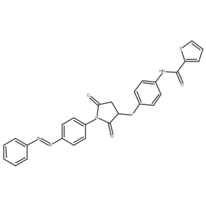 2-Thiophenecarboxamide, N-[4-[[2,5-dioxo-1-[4-(2-phenyldiazenyl)phenyl]-3-pyrrolidinyl]thio]phenyl]- Structure