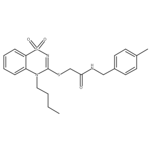 2-((4-butyl-1,1-dioxido-4H-benzo[e][1,2,4]thiadiazin-3-yl)thio)-N-(4-methylbenzyl)acetamide结构式