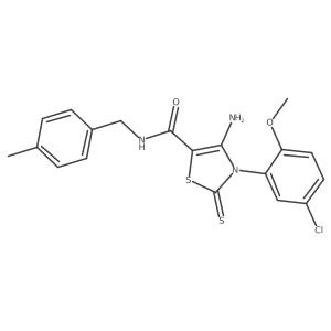 4-amino-3-(5-chloro-2-methoxyphenyl)-N-(4-methylbenzyl)-2-thioxo-2,3-dihydrothiazole-5-carboxamide Structure