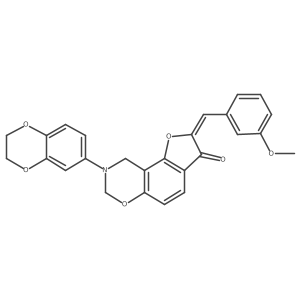 (Z)-8-(2,3-dihydrobenzo[b][1,4]dioxin-6-yl)-2-(3-methoxybenzylidene)-8,9-dihydro-2H-benzofuro[7,6-e][1,3]oxazin-3(7H)-one Structure