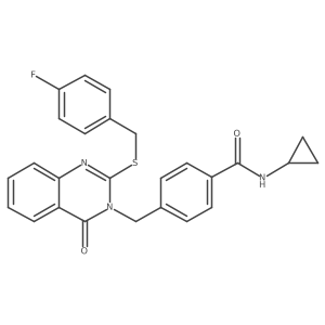 N-cyclopropyl-4-((2-((4-fluorobenzyl)thio)-4-oxoquinazolin-3(4H)-yl)methyl)benzamide结构式