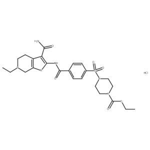 Ethyl 4-((4-((3-carbamoyl-6-ethyl-4,5,6,7-tetrahydrothieno[2,3-c]pyridin-2-yl)carbamoyl)phenyl)sulfonyl)piperazine-1-carboxylate hydrochloride Structure
