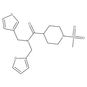 N-(furan-2-ylmethyl)-1-(methylsulfonyl)-N-(thiophen-3-ylmethyl)piperidine-4-carboxamide Structure