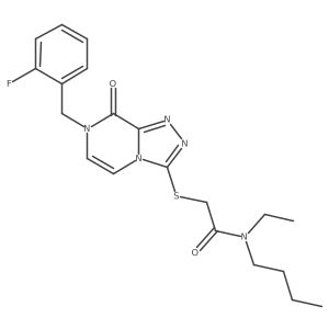 N-butyl-N-ethyl-2-((7-(2-fluorobenzyl)-8-oxo-7,8-dihydro-[1,2,4]triazolo[4,3-a]pyrazin-3-yl)thio)acetamide结构式