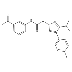 N-(3-acetylphenyl)-2-(4-(4-chlorophenyl)-3-(dimethylamino)-1H-pyrazol-1-yl)acetamide结构式