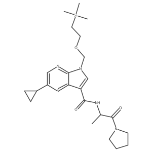 5H-Pyrrolo[2,3-b]pyrazine-7-carboxamide, 2-cyclopropyl-N-[(1R)-1-methyl-2-oxo-2-(1-pyrrolidinyl)ethyl]-5-[[2-(trimethylsilyl)ethoxy]methyl]-结构式