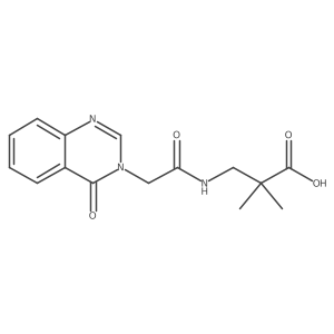 2,2-Dimethyl-3-[2-(4-oxo-3,4-dihydroquinazolin-3-yl)acetamido]propanoic acid结构式