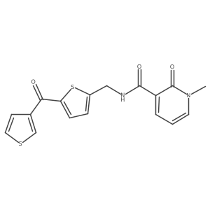 1-methyl-2-oxo-N-((5-(thiophene-3-carbonyl)thiophen-2-yl)methyl)-1,2-dihydropyridine-3-carboxamide Structure