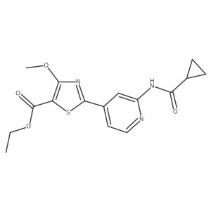 Ethyl 2-(2-(cyclopropanecarboxamido)pyridin-4-yl)-4-methoxythiazole-5-carboxylate结构式