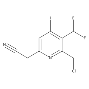 2-(Chloromethyl)-3-(difluoromethyl)-4-iodopyridine-6-acetonitrile Structure