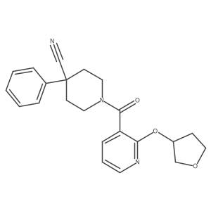 4-Phenyl-1-(2-((tetrahydrofuran-3-yl)oxy)nicotinoyl)piperidine-4-carbonitrile结构式